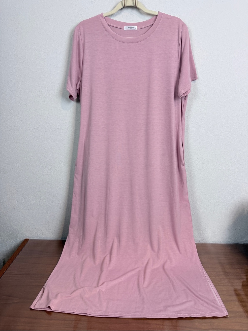 Naggoo Light Pink Midi T-Shirt Dress XL